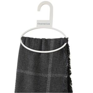 Charter Club Gray Windowpane Wrap Soft Knit Quiet Luxury OS